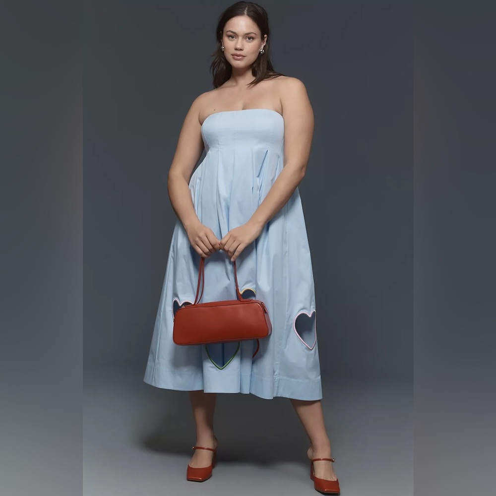 Mare Mare Strapless Cut-Out Hearts A-Line Midi Dress by Anthropologie - Picture 2 of 8
